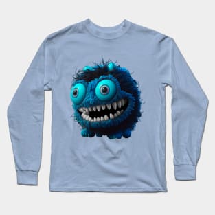 Fluffy little blue monster Long Sleeve T-Shirt